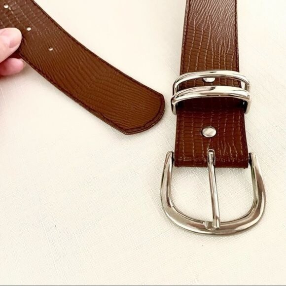 Vintage Snakeskin Embossed Faux Leather Wide Belt Womens Sz 11/12 by SOTA - Picture 6 of 6